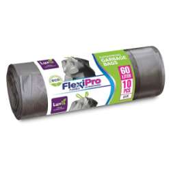 Sac Menajer Ldpe Luxia Cu Șnur, Flexipro Silver, Superetanș 60 L, 10 Buc (541239)