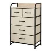 Comoda 5 Sertare Textile / 58x29x99cm - Bej/negru