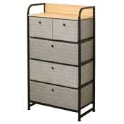 Comoda 5 Sertare Textile / 58x29x79cm - Gri/negru