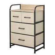 Comoda 4 Sertare Textile / 58x29x79cm - Bej/negru