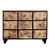 Comoda 9 Sertare Textile / 110x30x73cm - Vintage/negru