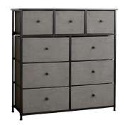 Comoda 9 Sertare Textile / 100x30x99cm - Antracit/negru