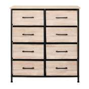 Comoda 8 Sertare Textile / 80x30x90cm - Lemn/negru