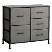 Comoda 5 Sertare Textile / 85x30x73cm - Antracit/negru