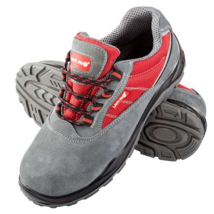 Pantof Piele-intoarsa-tesut / Gri-rosu (s1psrc) - 43