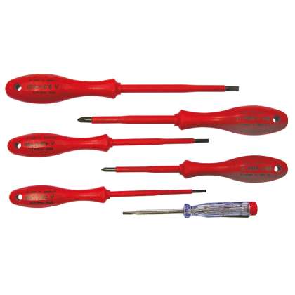 Set Surubelnite Izolate Pvc Plate Si Pz + Tester - 6p.