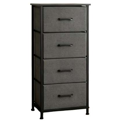 Comoda 4 Sertare Textile / 45x30x94cm - Antracit/negru