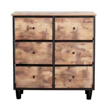 Comoda 6 Sertare Textile / 80x30x73cm - Vintage/negru