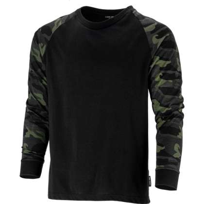 Tricou Bumbac Cu Maneca Lunga / Negru-camuflaj - L