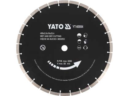 Disc Diamantat Pentru Beton 3400X25.4Mm, Tăierea Uscătă Și Umedă