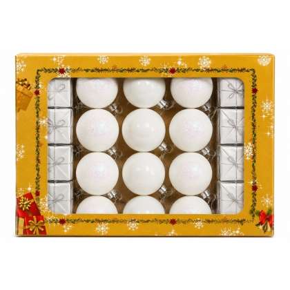 Set Ornamente Plastic De Craciun / Alb - 40p.