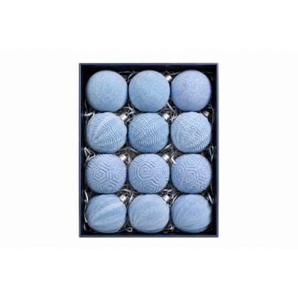 Set Ornamente Lux De Craciun / Albastru-deschis - 12p.