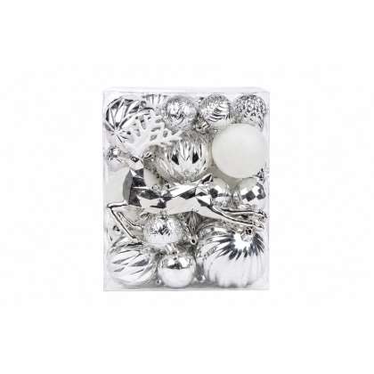 Set Ornamente De Craciun / Argintiu - 48p.