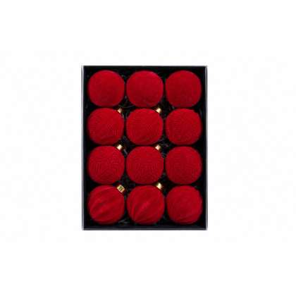 Set Ornamente Lux De Craciun / Rosu - 12p.