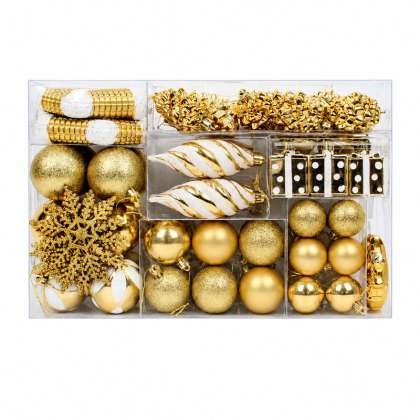 Set Ornamente Diversificate De Craciun / Auriu - 76p.