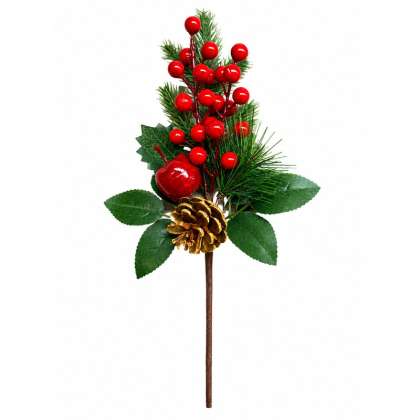 Crenguta Decorativa De Craciun - Bobite-ornamente 33cm