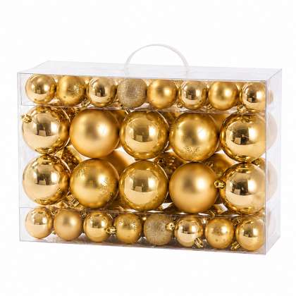 Set Ornamente Plastic De Craciun / Auriu - 68p.