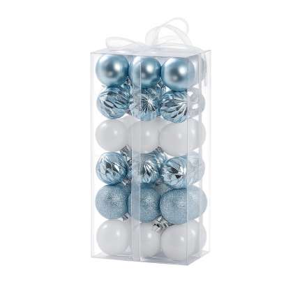 Set Ornamente Plastic De Craciun / Albastru-alb - 36p.