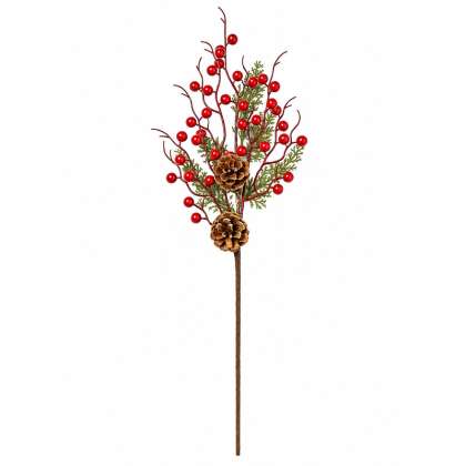 Crenguta Decorativa De Craciun - Bobite-conuri 57cm