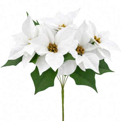 Crenguta Decorativa De Craciun - Floare Alba 42cm