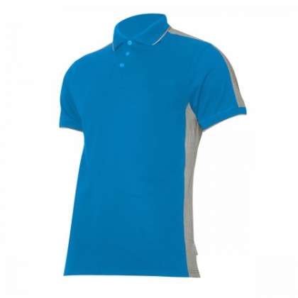 Tricou Bumbac Polo Multicolor / Turcoaz-Gri - L