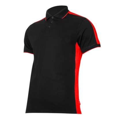 Tricou Bumbac Polo Multicolor / Negru-Rosu - S