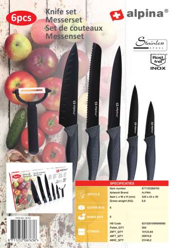 Set 5 Cutite Mari Bucatarie Si 1 Curatator Ceramic Legume 