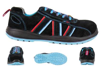 Pantofi  ESD din piele granulată; superior; piele de vacă măcinată, velur, 1,6 - 1,8 mm grosime; branț; Hi-POLY formă anatomică