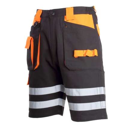 Pantalon Scurt Cu Reflectorizant Negru-portocaliu - M