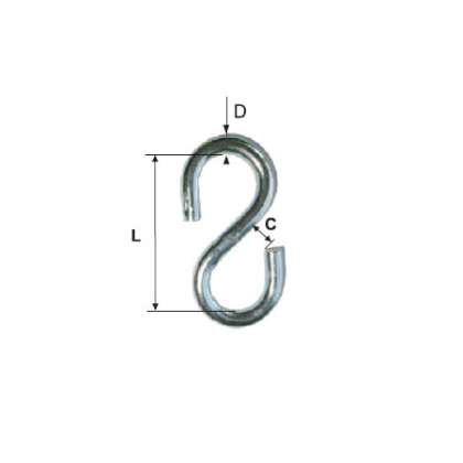 Carlig Zincat Fara Inel 6mm / 7x50mm