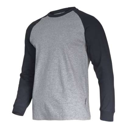Tricou Bumbac Cu Maneca Lunga / Gri-negru - S