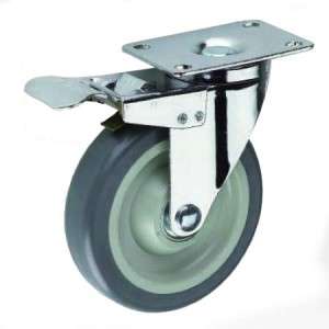 Roata Furca Pivotanta, Frana, Tpr Gri -  75 X 31 Mm