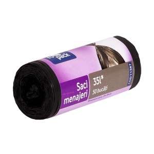 Sac Menajer Hdpe Negru 35 L, 50 Buc (Ropack)