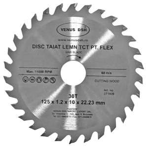 Disc Taiat Lemn Tct Pentru Flex - 125 X 1.2 X 10 X 22.23 Mm - 30 T