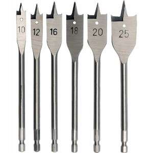 Burghiu Lemn, Plat Set 6 (10, 12, 16, 18, 20, 25 Mm)