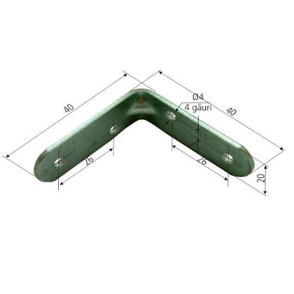 Coltar Metalic Dreptunghiular Simplu 16/40x40mm