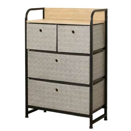 Comoda 4 Sertare Textile / 58x29x79cm - Gri/negru