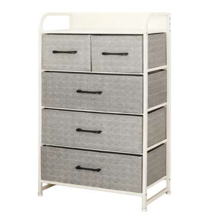 Comoda 5 Sertare Textile / 58x29x99cm - Gri/alb