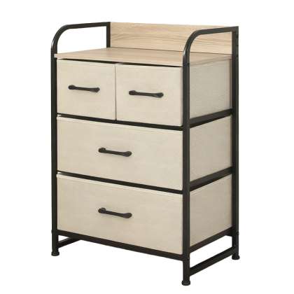 Comoda 4 Sertare Textile / 58x29x79cm - Bej/negru