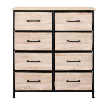 Comoda 8 Sertare Textile / 80x30x90cm - Lemn/negru