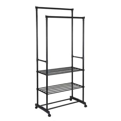 Suport Haine Dublu Cu Poli?e - 78.5x41.5x165cm / 15kg