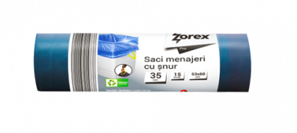 Zorex Pro Saci albastri cu SNUR 35L 15/rola