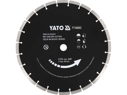 Disc Diamantat Pentru Beton 350X25.4Mm, Tăierea Uscătă Și Umedă