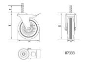 Roată Pivotantă Cu Filet Și Frână 125/37.5Mm