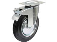 Roată Rotativă Cu Cauciuc Negru Și Frână De 200Mm