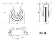 Roată Fixă Pentru Cărucior 7.5/2.5/4.5Mm