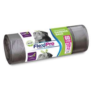 Sac Menajer Ldpe Luxia Cu Șnur, Flexipro Silver, Superetanș 60 L, 10 Buc (541239)