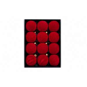 Set Ornamente Lux De Craciun / Rosu - 12p.