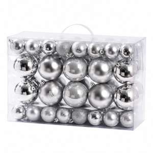 Set Ornamente Plastic De Craciun / Argintiu - 68p.