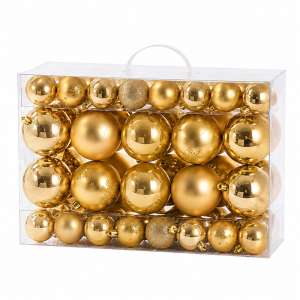 Set Ornamente Plastic De Craciun / Auriu - 68p.